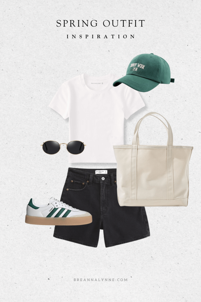 Spring outfit with black shirts, white shirt, adidas and baseball hat