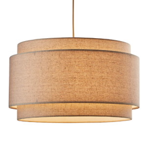 A pendant drum light from Crate and Barrel