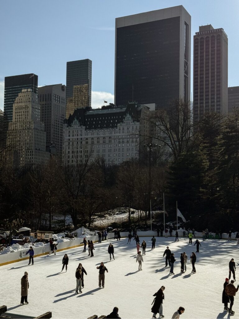 People ice skating in central park in new york city