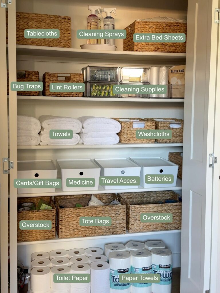 Linen closet organization and storage